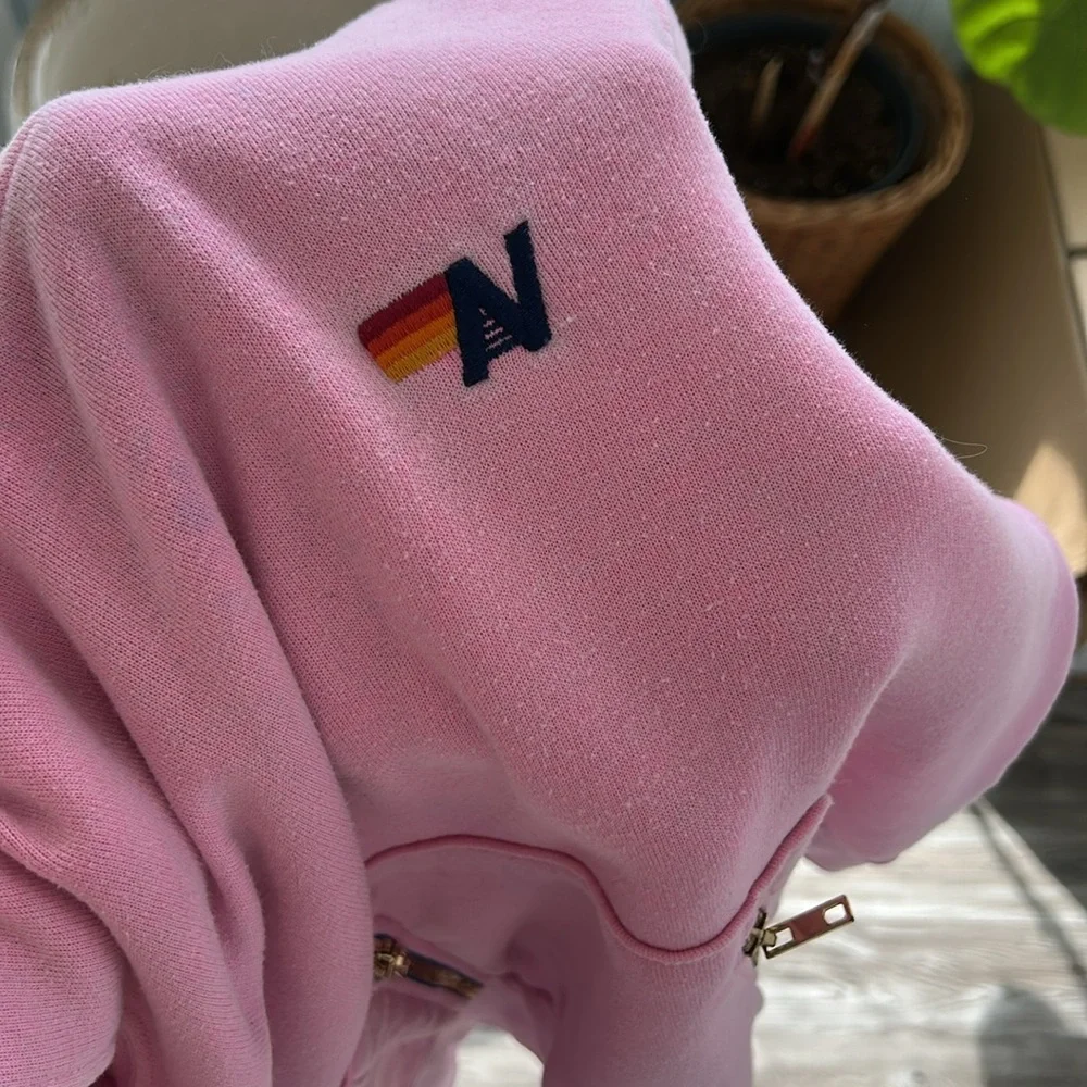 Aviator nation pink hoodie sweatshirt zip pocket - Picture 14 of 16